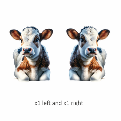 Brown White Calf Sitting Peaceful Vinyl Sticker Decal