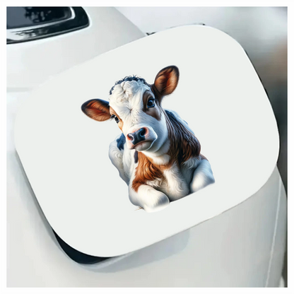Brown White Calf Sitting Peaceful Vinyl Sticker Decal