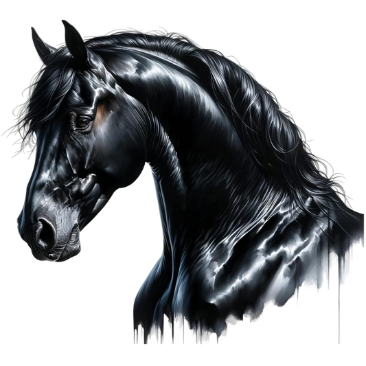 Black Horse Stallion Head Portrait Vinyl Sticker Decal