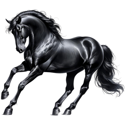 Black Horse Stallion Strong Running Vinyl Sticker Decal