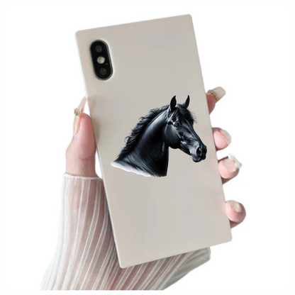 Black Horse Head Portrait Realistic Vinyl Sticker Decal