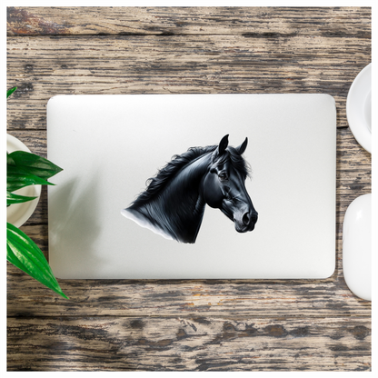 Black Horse Head Portrait Realistic Vinyl Sticker Decal