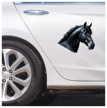 Black Horse Head Portrait Realistic Vinyl Sticker Decal