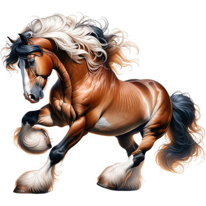 Brown Horse Draft Strong Flowing Vinyl Sticker Decal