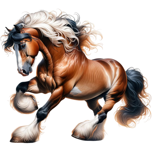 Brown Horse Draft Strong Flowing Vinyl Sticker Decal