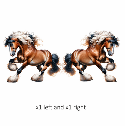 Brown Horse Draft Strong Flowing Vinyl Sticker Decal