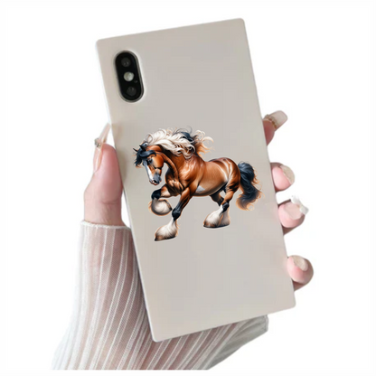 Brown Horse Draft Strong Flowing Vinyl Sticker Decal