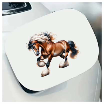 Brown Horse Draft Strong Flowing Vinyl Sticker Decal
