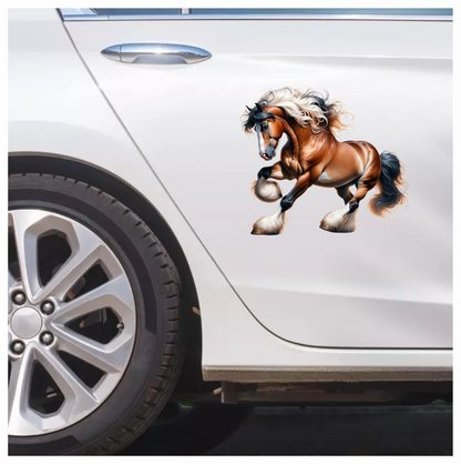 Brown Horse Draft Strong Flowing Vinyl Sticker Decal