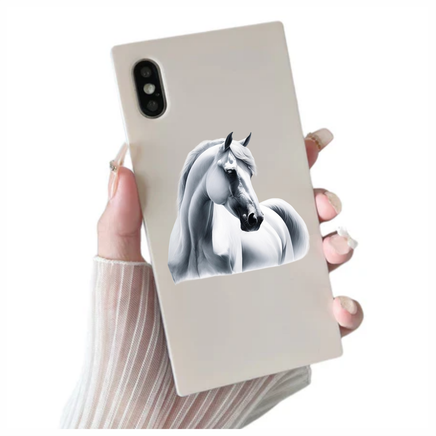 White Horse Arabian Portrait Side Vinyl Sticker Decal