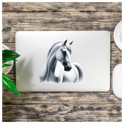 White Horse Arabian Portrait Side Vinyl Sticker Decal