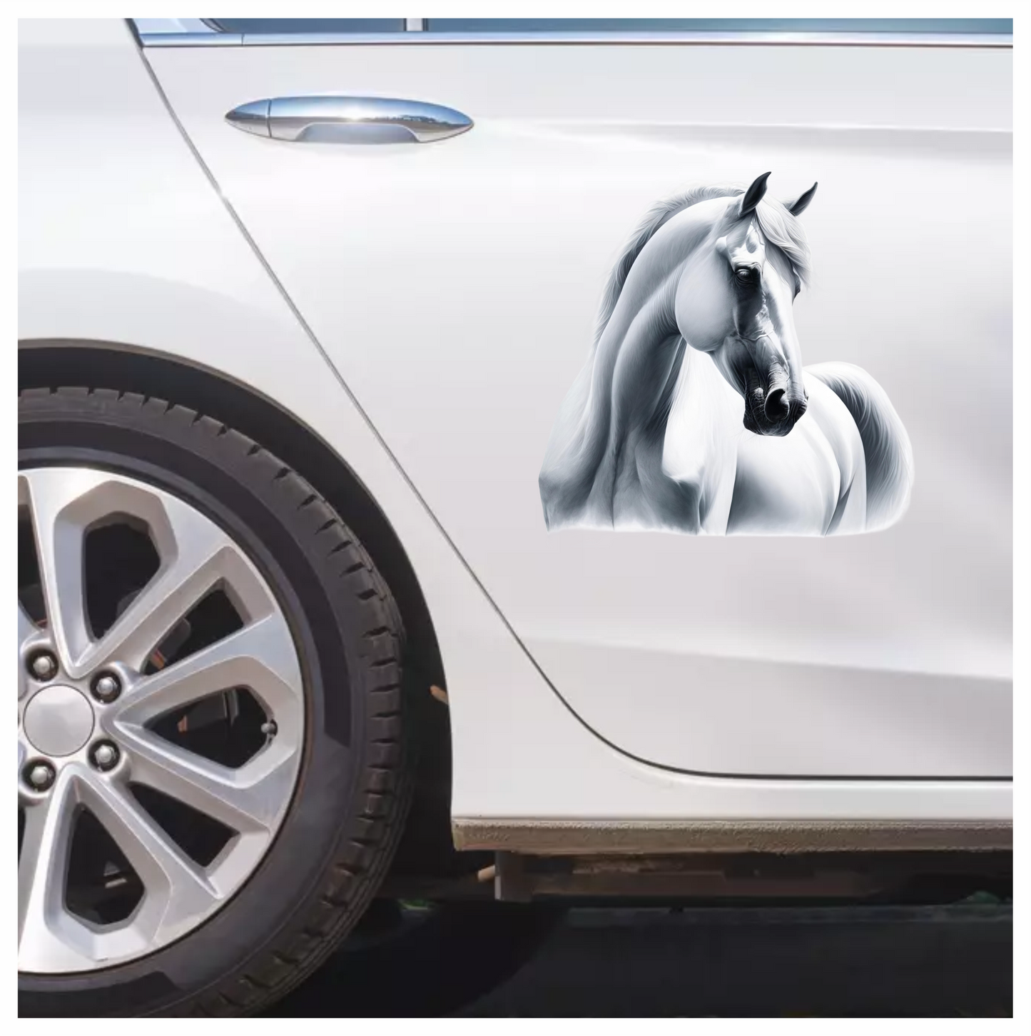 White Horse Arabian Portrait Side Vinyl Sticker Decal
