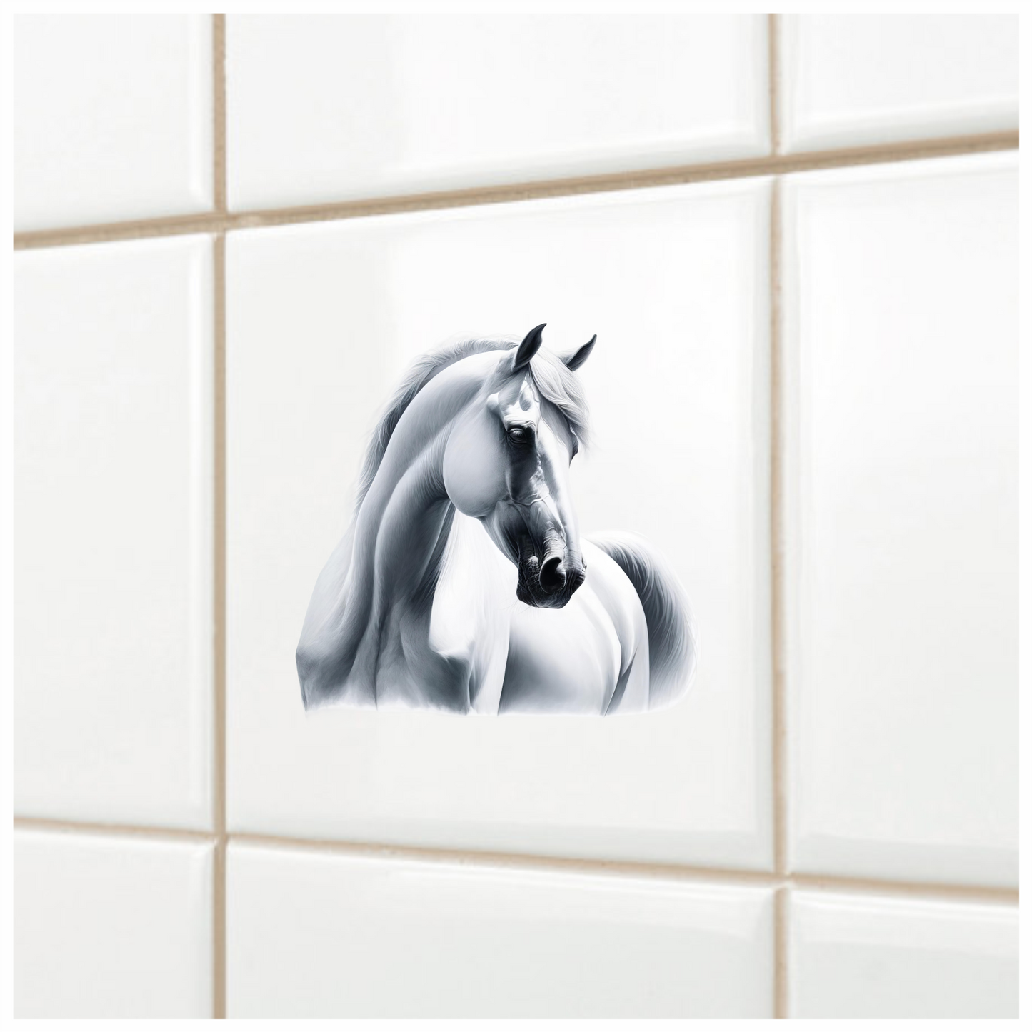 White Horse Arabian Portrait Side Vinyl Sticker Decal