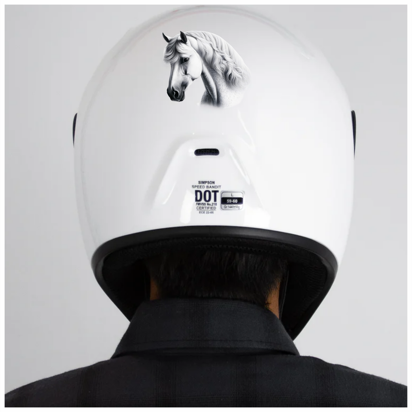 White Horse Andalusian Portrait Graceful Vinyl Sticker Decal