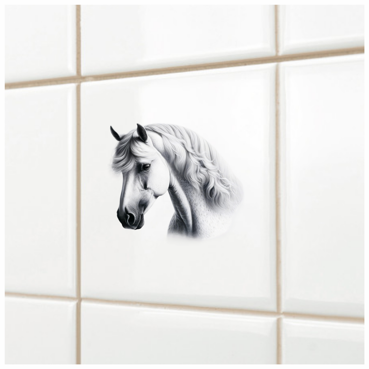 White Horse Andalusian Portrait Graceful Vinyl Sticker Decal