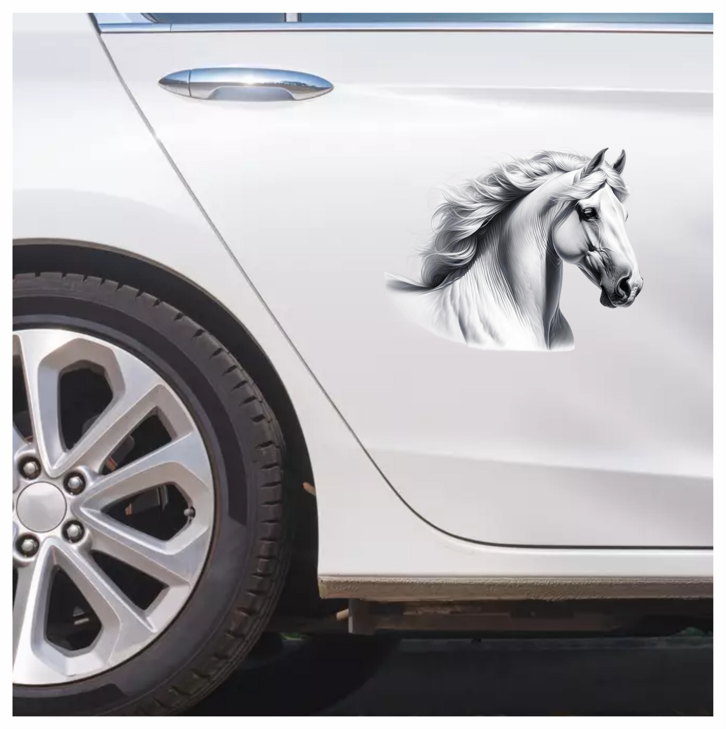 White Horse Andalusian Head Portrait Vinyl Sticker Decal