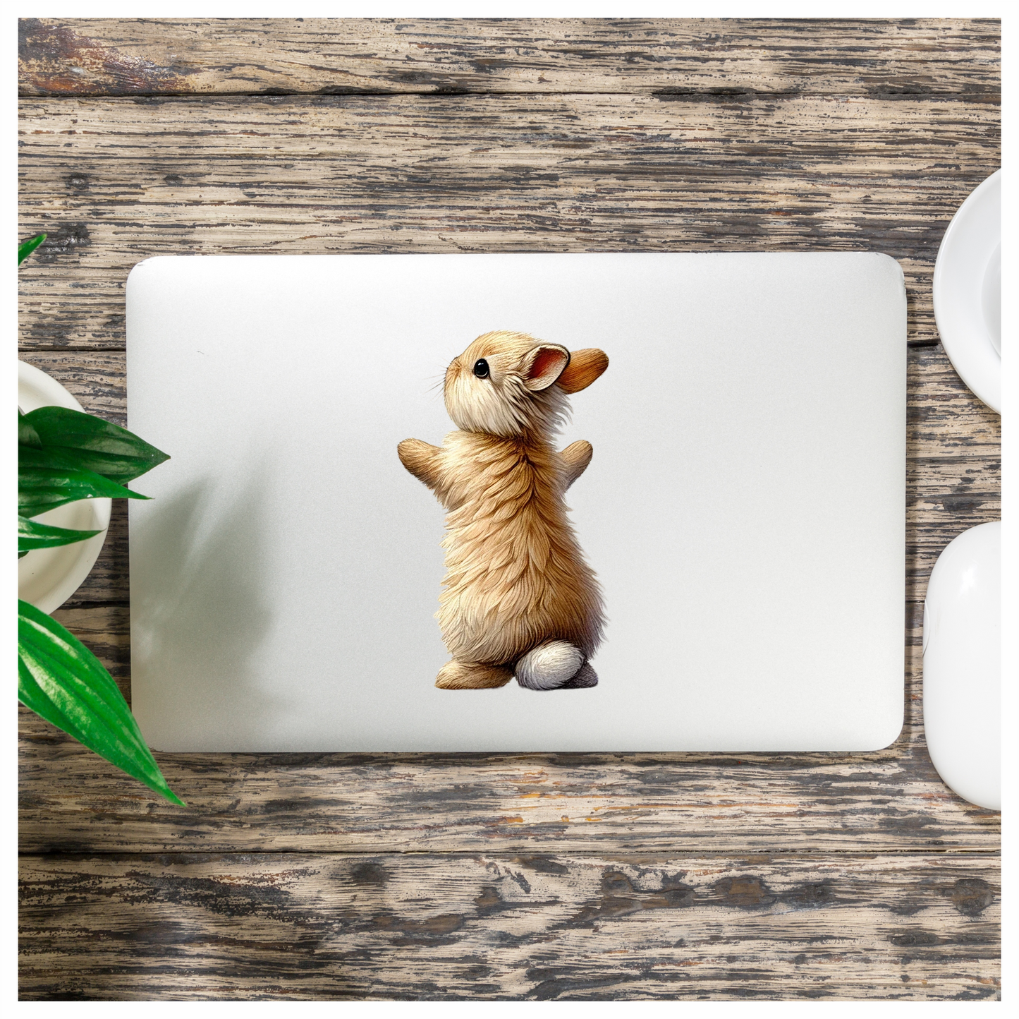 Beige Bunny Fluffy Tail Cute Vinyl Sticker Decal