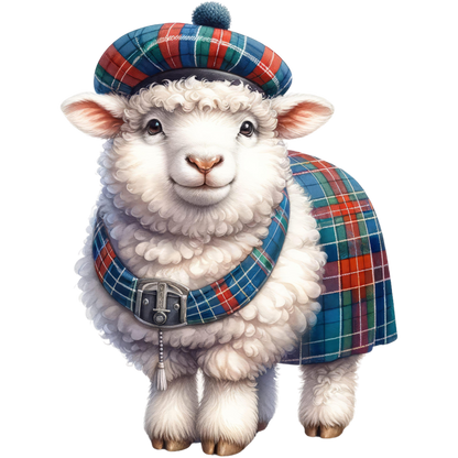 White Sheep Scottish Tartan Outfit Vinyl Sticker Decal