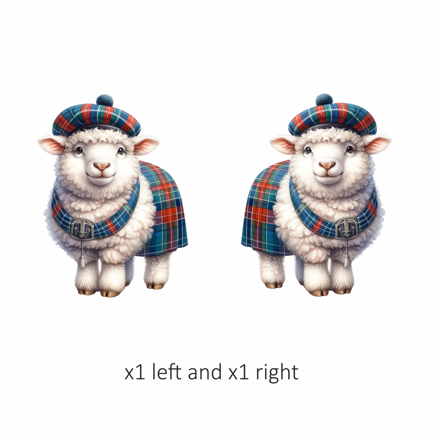 White Sheep Scottish Tartan Outfit Vinyl Sticker Decal