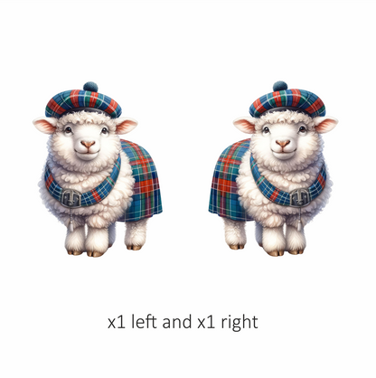 White Sheep Scottish Tartan Outfit Vinyl Sticker Decal