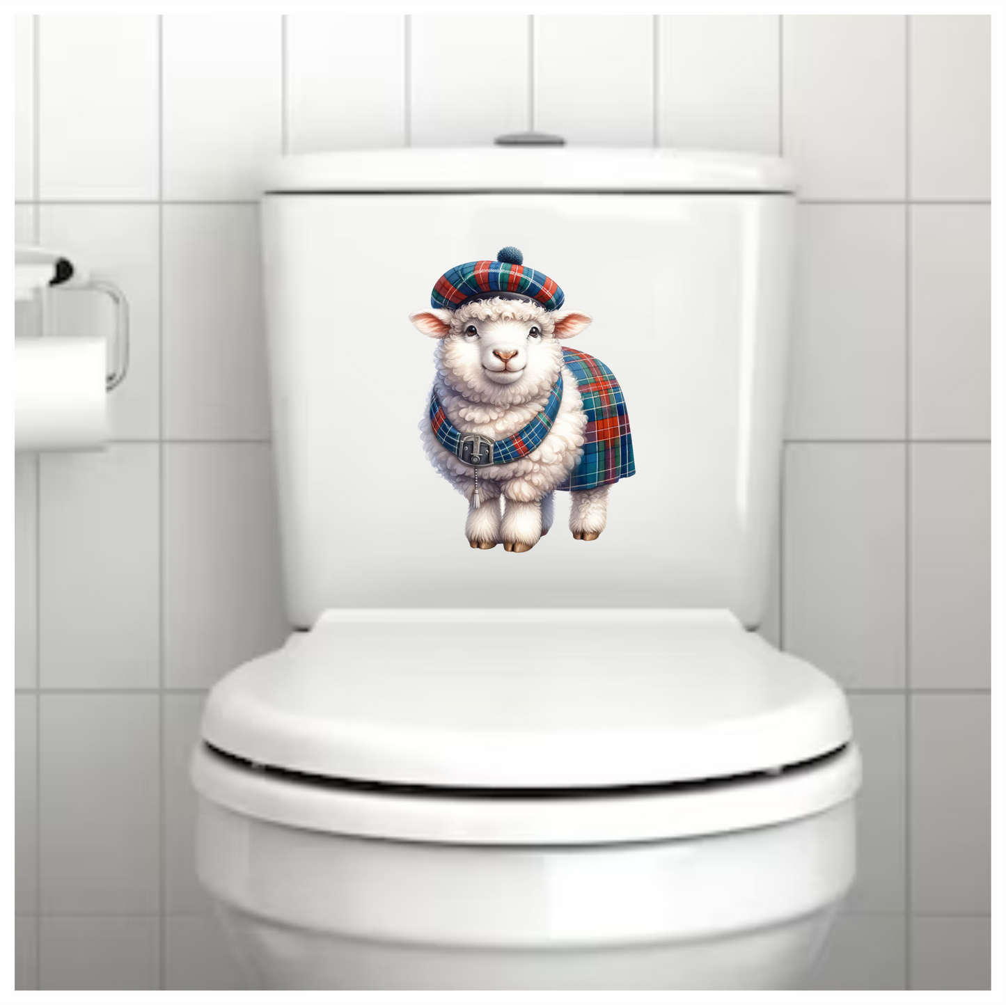 White Sheep Scottish Tartan Outfit Vinyl Sticker Decal