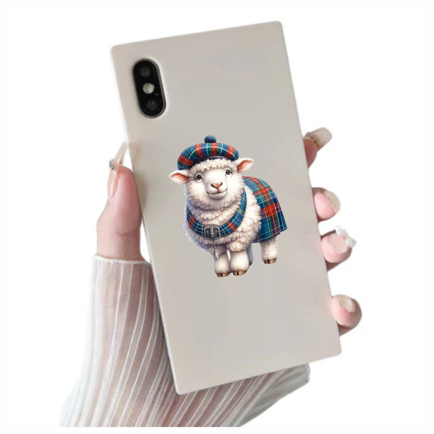 White Sheep Scottish Tartan Outfit Vinyl Sticker Decal