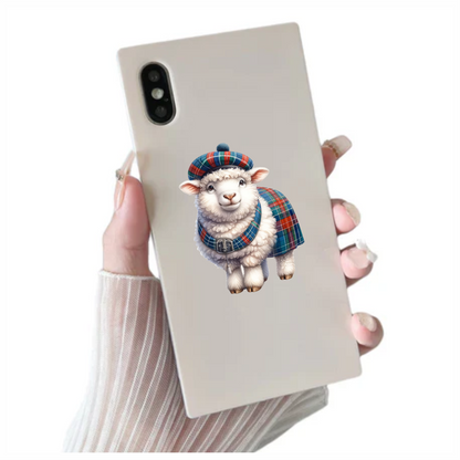 White Sheep Scottish Tartan Outfit Vinyl Sticker Decal