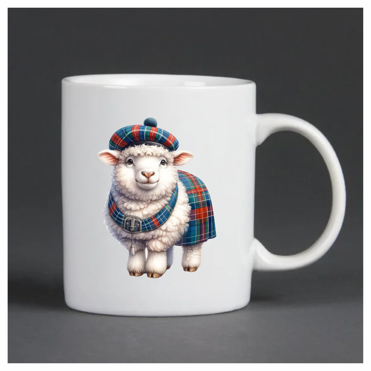 White Sheep Scottish Tartan Outfit Vinyl Sticker Decal