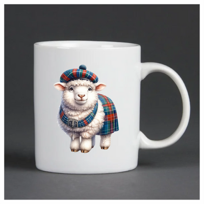 White Sheep Scottish Tartan Outfit Vinyl Sticker Decal