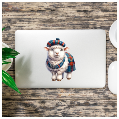 White Sheep Scottish Tartan Outfit Vinyl Sticker Decal