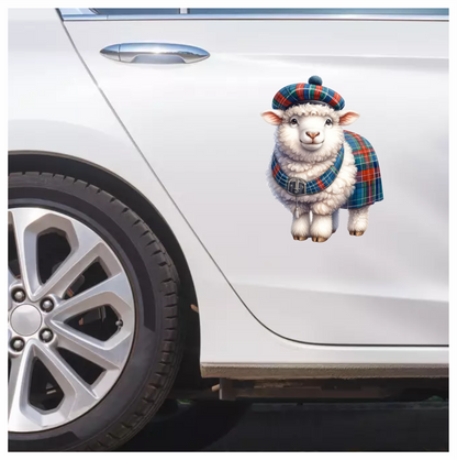 White Sheep Scottish Tartan Outfit Vinyl Sticker Decal