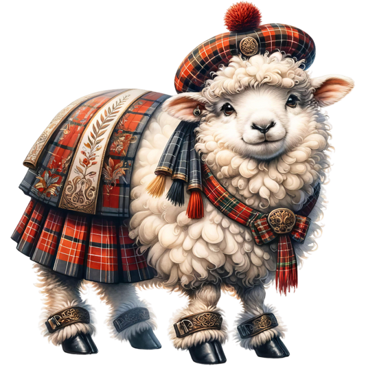 White Sheep Scottish Highland Dress Vinyl Sticker Decal