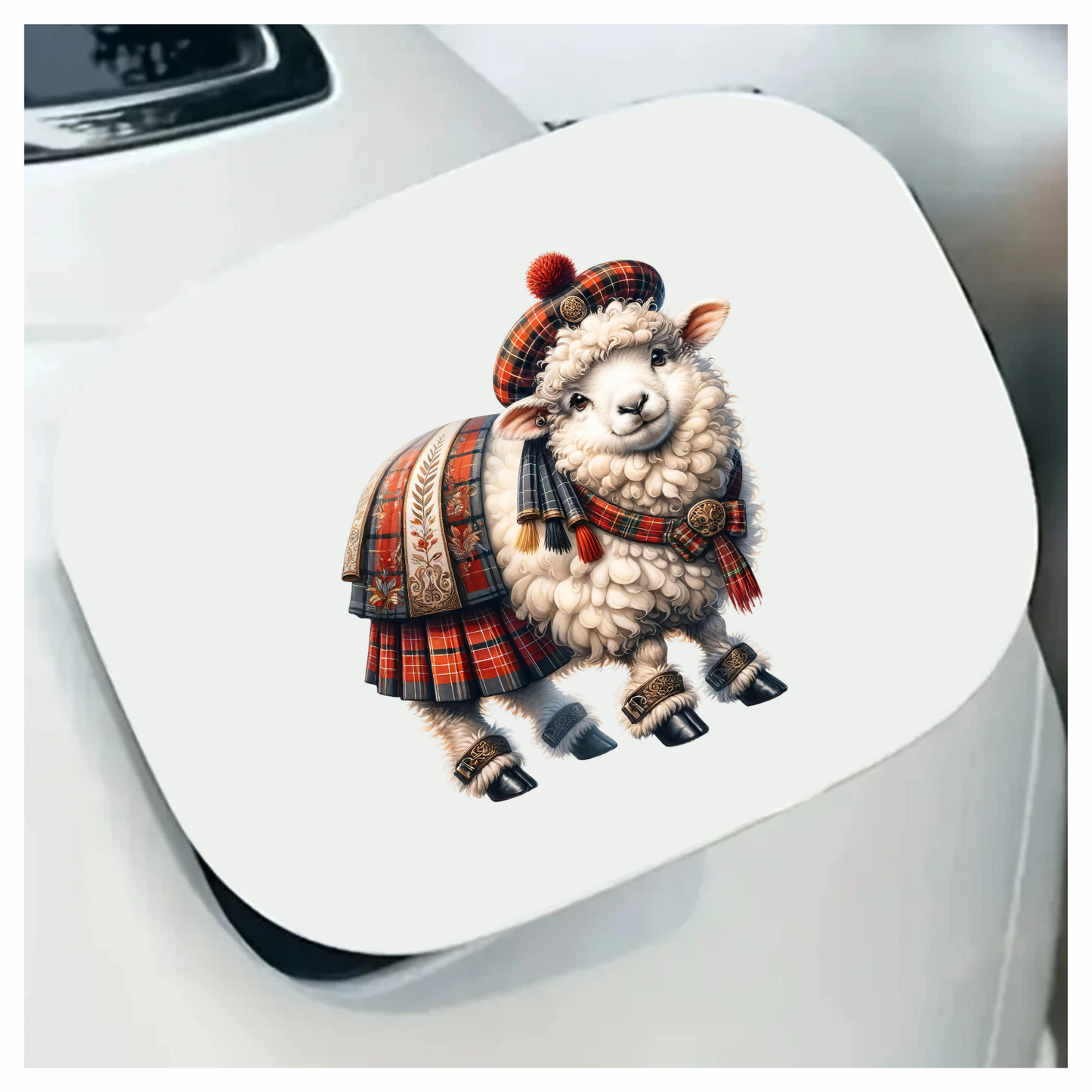 White Sheep Scottish Highland Dress Vinyl Sticker Decal