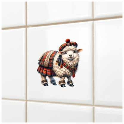White Sheep Scottish Highland Dress Vinyl Sticker Decal