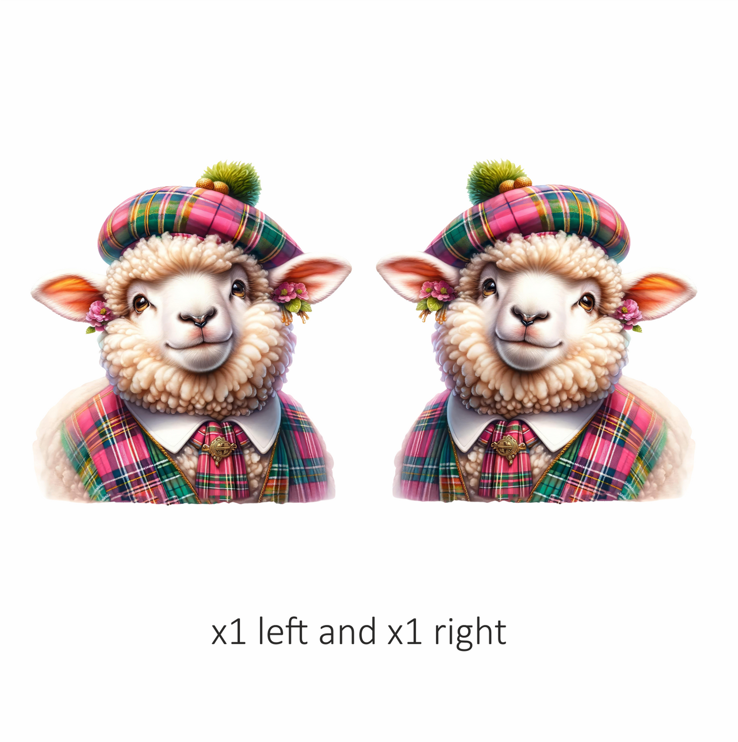 White Sheep Scottish Tartan Outfit Vinyl Sticker Decal