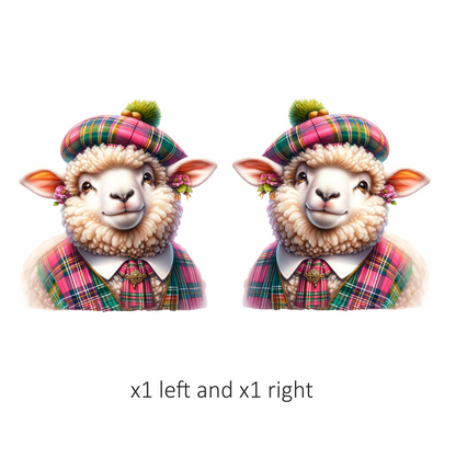 White Sheep Scottish Tartan Outfit Vinyl Sticker Decal