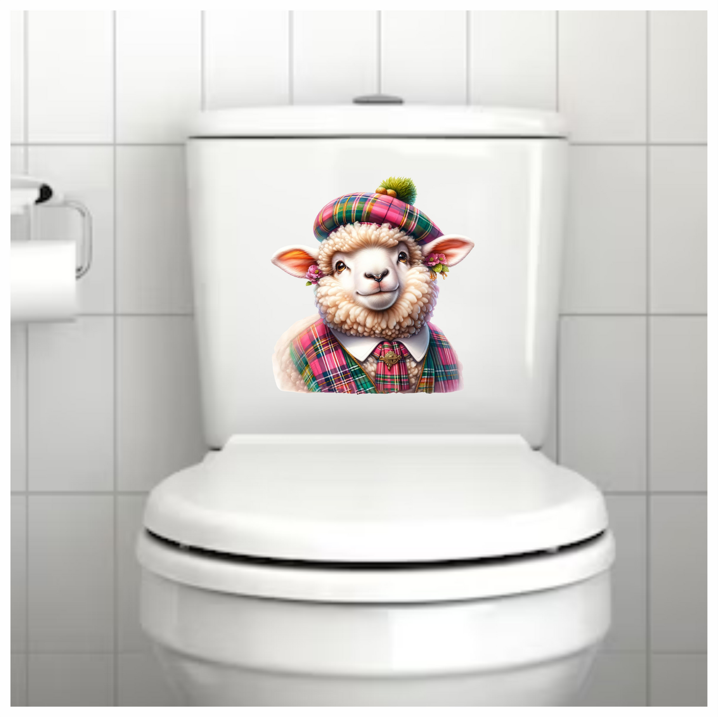 White Sheep Scottish Tartan Outfit Vinyl Sticker Decal