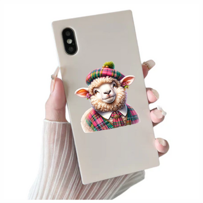 White Sheep Scottish Tartan Outfit Vinyl Sticker Decal