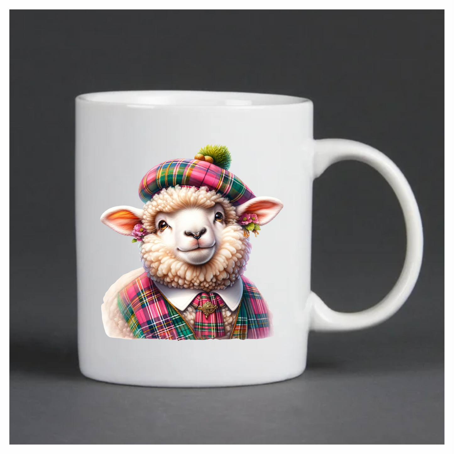 White Sheep Scottish Tartan Outfit Vinyl Sticker Decal