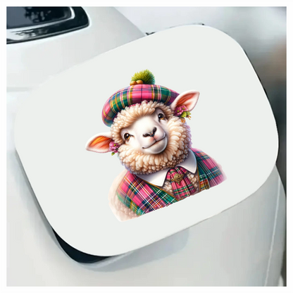 White Sheep Scottish Tartan Outfit Vinyl Sticker Decal