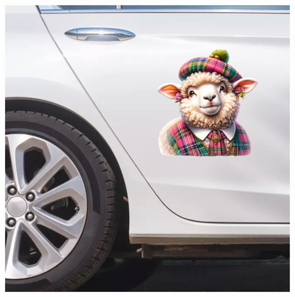 White Sheep Scottish Tartan Outfit Vinyl Sticker Decal