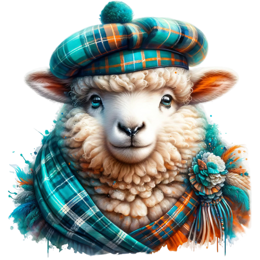 Teal Sheep Scottish Highland Vinyl Sticker Decal