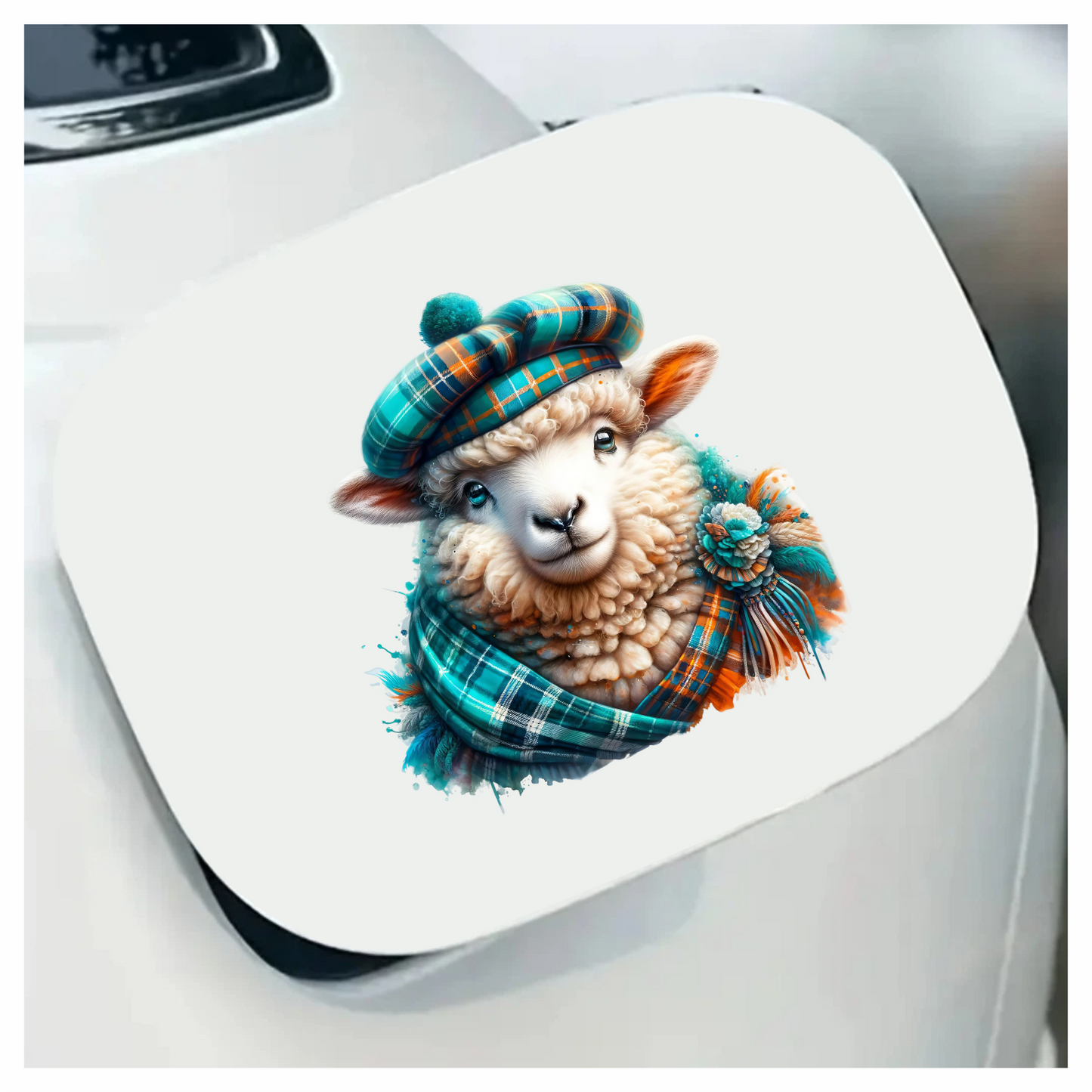 Teal Sheep Scottish Highland Vinyl Sticker Decal