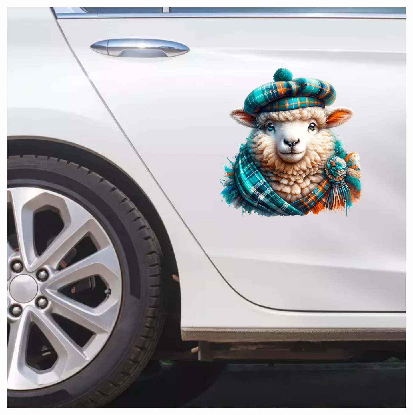 Teal Sheep Scottish Highland Vinyl Sticker Decal