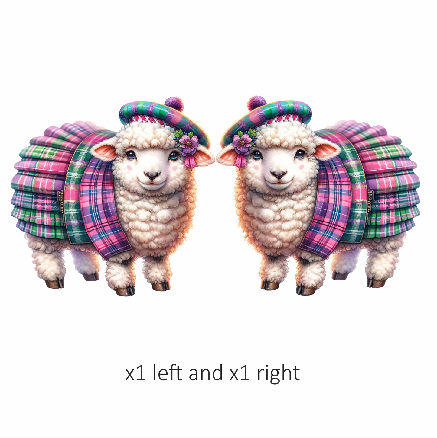 White Sheep Scottish Tartan Outfit Vinyl Sticker Decal