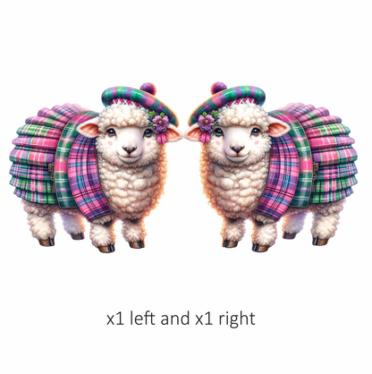 White Sheep Scottish Tartan Outfit Vinyl Sticker Decal