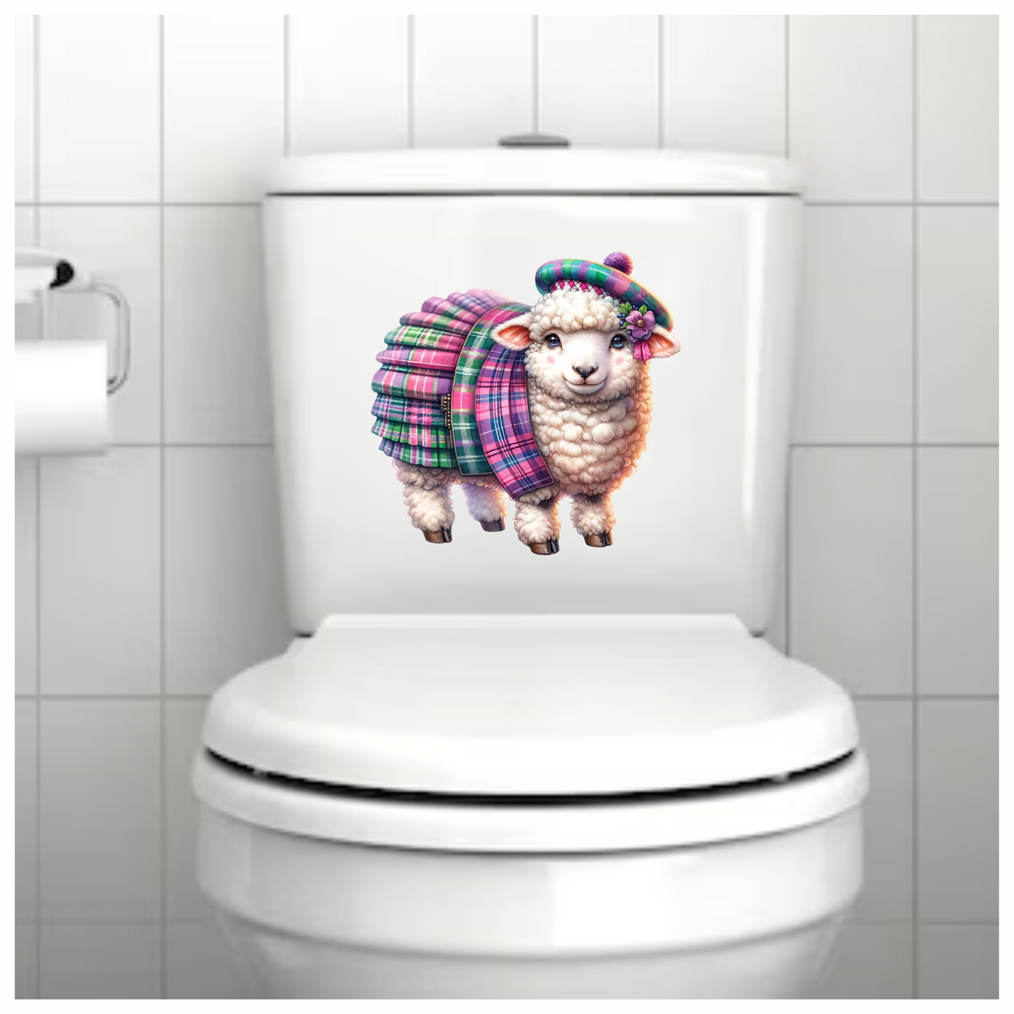 White Sheep Scottish Tartan Outfit Vinyl Sticker Decal