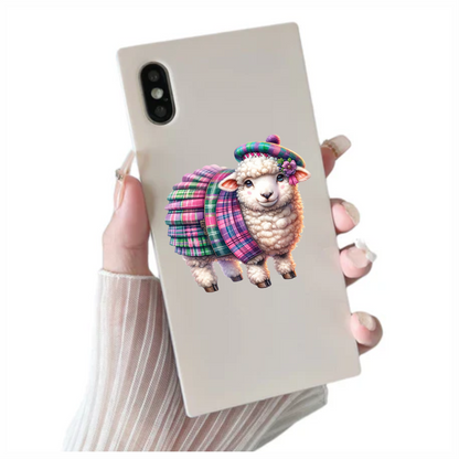 White Sheep Scottish Tartan Outfit Vinyl Sticker Decal