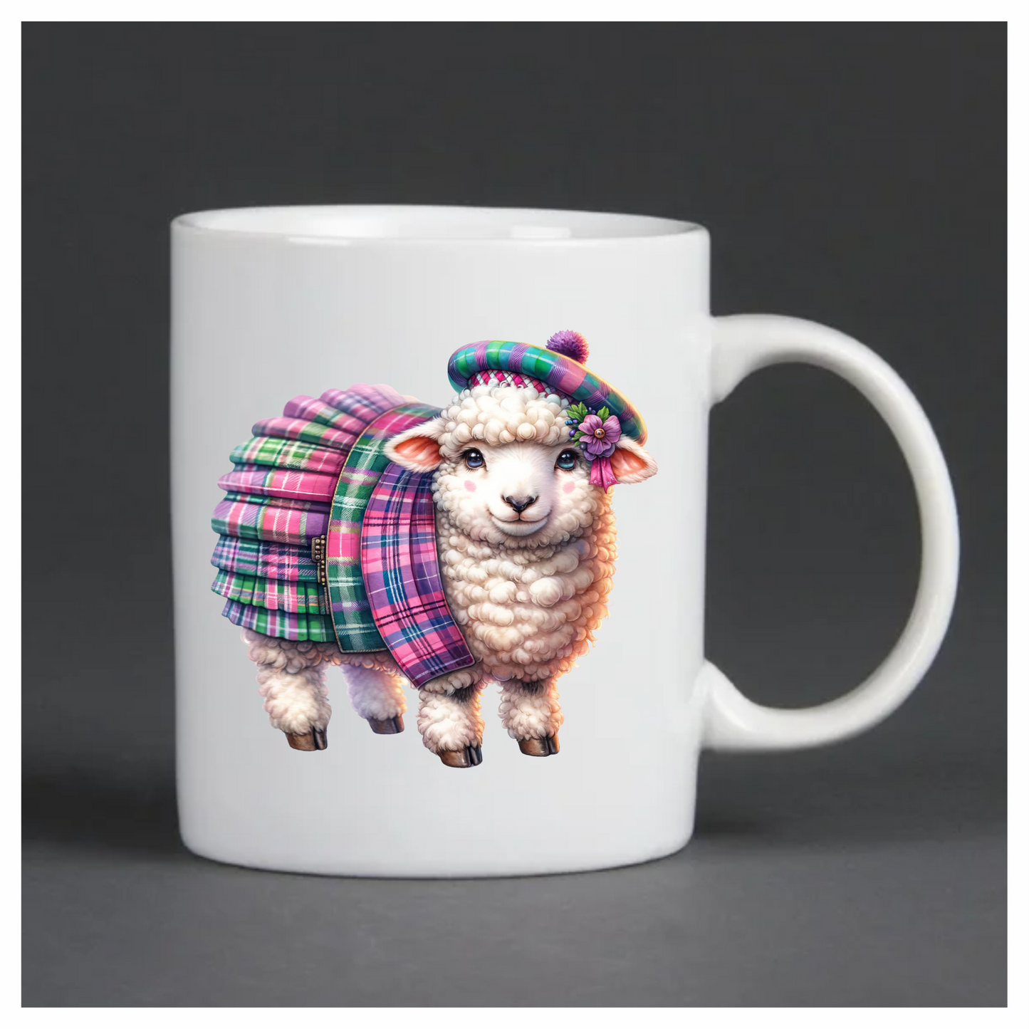 White Sheep Scottish Tartan Outfit Vinyl Sticker Decal