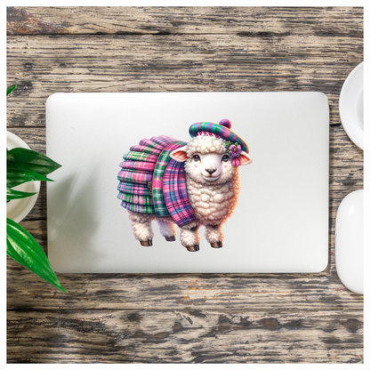White Sheep Scottish Tartan Outfit Vinyl Sticker Decal